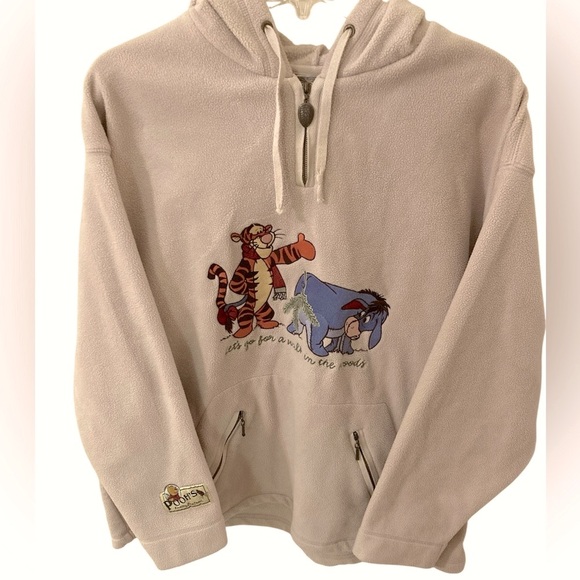 Disney Tops - Vintage Disney Pooh Eeyore Tigger Walk in the Woods Hoodie Sweatshirt XL Beige